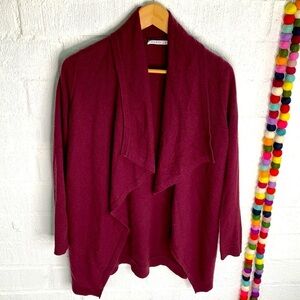 Sea Blue Cashmere Open Front Luxurious Long Sleeve Cardigan Sweater sz S